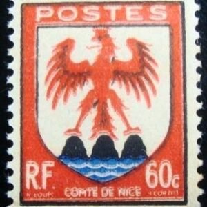 Selo postal da França de 1946 Comte de Nice