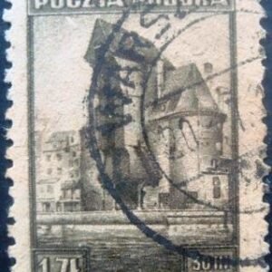 Selo postal da Polônia de 1945 Crane Tower