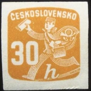 Selo postal da Tchecoslováquia de 1945 Carteiro 30