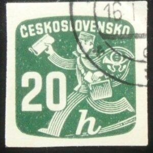 Selo postal da Tchecoslováquia de 1945 Carteiro 20