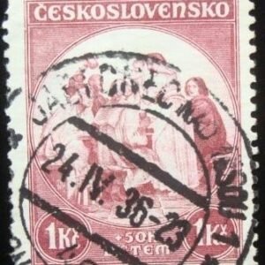 Selo postal da Tchecoslováquia de 1936 Leden ze Staroměstského orloje