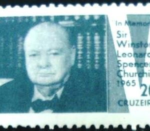 Selo postal do Brasil de 1965 Sir Winston Churchill