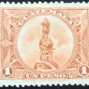 Selo postal da Guatemala de 1924 Monument to Columbus re-engraved