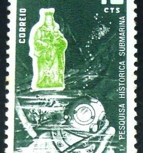 Selo postal do Brasil de 1968 Pesquisa Submarina
