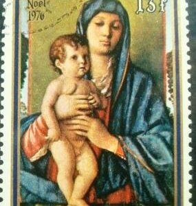 Selo postal Burundi 1976 Virgin and child by Bellini - 1291 MCC