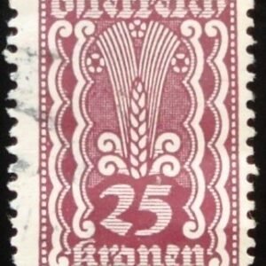 Selo postal da Áustria de 1922 Symbolism Ear of Corn 25