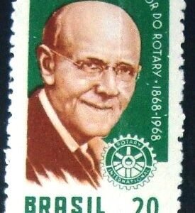 Selo postal do Brasil de 1968 Paul Percy Harris M