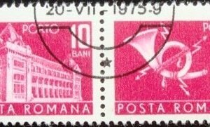 Se-tenant da Romênia de 1967 General Post Office 10