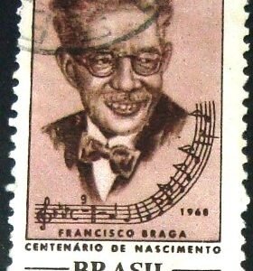 Selo postal do Brasil de 1968 Maestro Francisco Braga