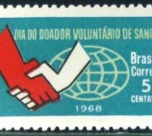 Selo postal do Brasil de 1968 Doador de Sangue M