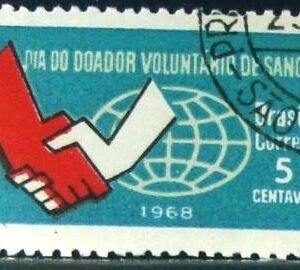 Selo postal do Brasil de 1968 Doador de Sangue