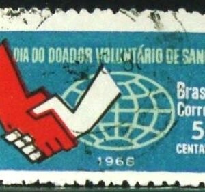 Selo postal do Brasil de 1968 Doador de Sangue
