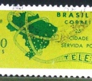 Selo postal do Brasil de 1968 Telex Curitiba - C 607 U