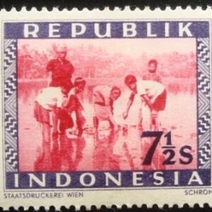 Selo postal da Indonésia de 1949 Rice planting