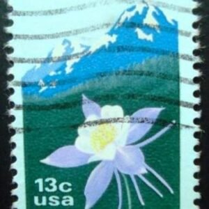 Selo postal dos Estados Unidos de 1977 Columbine and Rocky Mountains