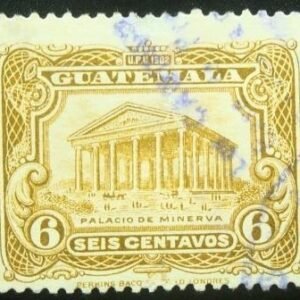 Selo postal da Guatemala de 1924 Temple of Minerva re-engraved
