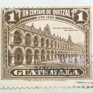 Selo postal da Guatemala de 1929 National Palace at Antigua