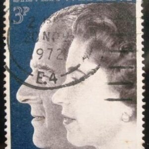 Selo postal do Reino Unido de 1972 Queen Elizabeth II Silver Wedding