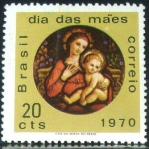 Selo postal do Brasil de 1970 Madonna