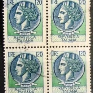 Quadra de selos postais da Itália de 1977 Syracuse 120