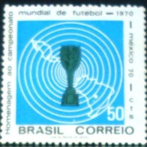 Selo postal do Brasil de 1970 Tsça Jules Rimet