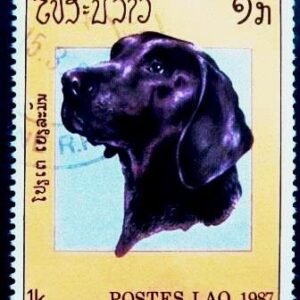 Selo postal do Laos de 1987 Labrador Retriever