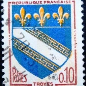 Selo postal da França de 1970 Troyes