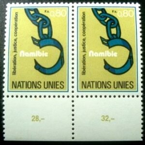 Par de selos postais das Nações Unidas de Genebra de 1978 Namíbia 0