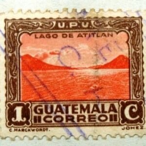 Selo postal da Guatemala de 1935 Lake Atitlán