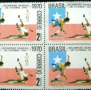 Quadra de selos do Brasil de 1970 Brasil Tricampeão 2