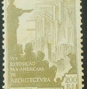 Selo postal do Brasil de 1930 Congresso Arquitetura 200rs