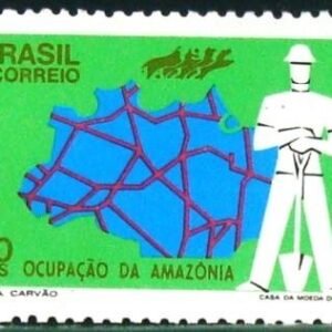 Selo postal do Brasil de 1972 Ocupoação da Amazônia