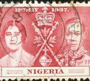 Selo postal da Nigéria de 1937 Royal Couple 1d
