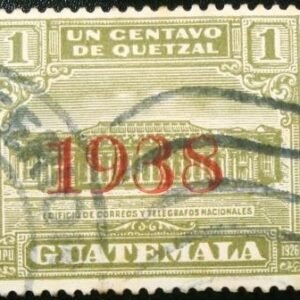 Selo postal da Guatemala de 1938 G.P.O. and Telegraph building 1 red