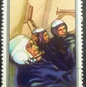 Selo postal de Cuba de 1971 Team in a flight simulator