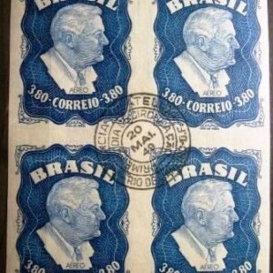 Quadra de selos postais do Brasil de 1949 Roosevelt