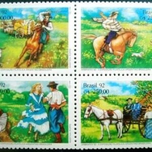 Quadra de selos postais do Brasil de 1992 Costumes Gaúchos N QD