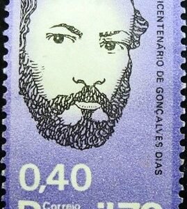 Selo postal do Brasil de 1973 Gonçalves Dias - C 796 N