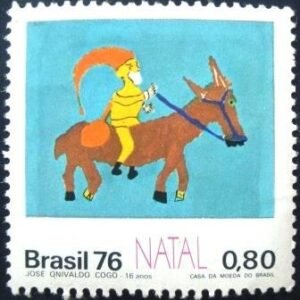 Selo postal Brasil de 1976 Papai Noel