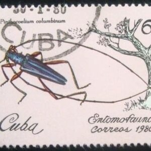 Selo postal do Cuba de 1980 Longhorn Beetle