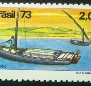 Selo postal do Brasil de 1973 Saveiro