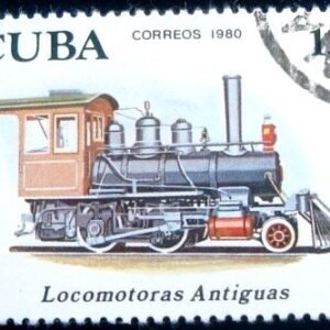 Selo postal de Cuba de 1980 Locomotive 2-4-0