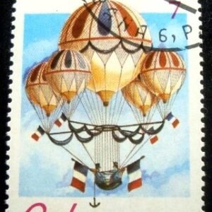 Selo postal de Cuba de 1983 Combined balloon of Eugène Godard