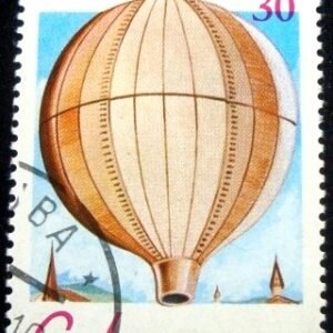 Selo postal de Cuba de 1983 1st public flight of non-manned Montgolfier