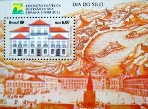 Bloco postal do Brasil de 1989 Brasiliana 89