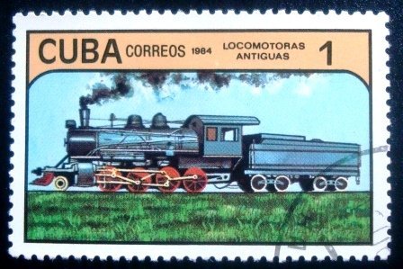 Selo postal de Cuba de 1984 Steam Locomotive 1