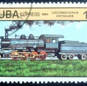 Selo postal de Cuba de 1984 Steam Locomotive 1