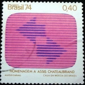 Selo postal do Brasil de 1974 TV - C 837 U