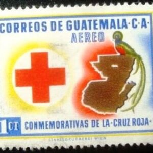 Selo postal da Guatemala de 1958 Map and Quetzal