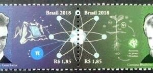 Se-tenant do Brasil de 2018 Cesar Lattes/Joanna Döbereiner